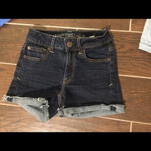 American Eagle high waisted denim short short 0